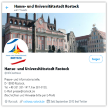 ... hier geht es zur twitter-Seite der Hanse- und Universitätsstadt Rostock.